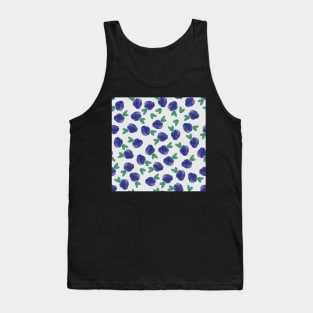 Blue Rose Watercolor Pattern Tank Top